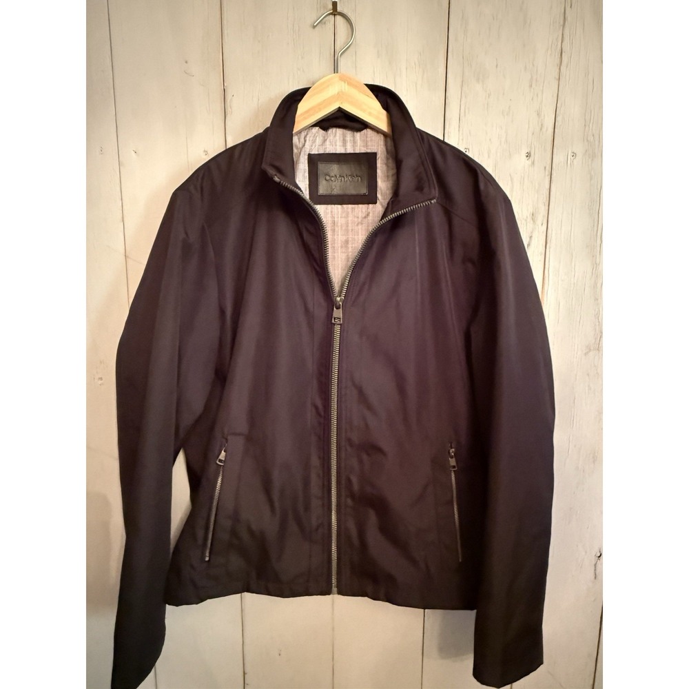 Calvin Klein Stand Collar Poly‎ Bond Plaid Lined Hipster Style Zip Black M 169$